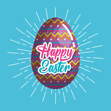 happy easter eggs painted vector illustration design
