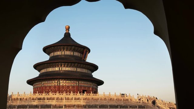 late afternoon view of the temple of heaven in beijing, china