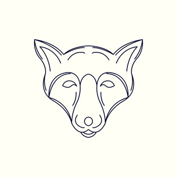Fox Mono Line Logo. Fox Mascot Logo. Logo Template. Fox vector illustration.