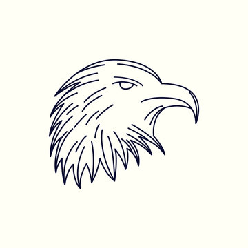 Eagle Mono Line Logo. Eagle Mascot Logo. Eagle Template. Lion vector illustration.