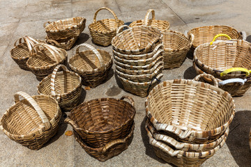 Handmade straw baskets on sale