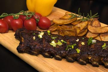 Roasted Pork Rib, Fried Potato with Vegetables