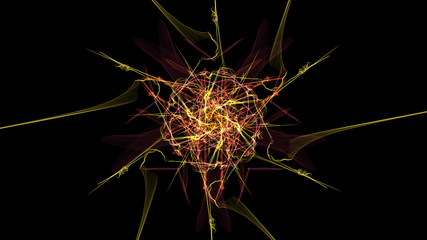 The bright colors of the lines on black background