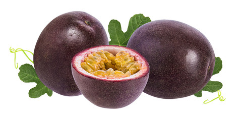 Passion fruit isolated on the white background.