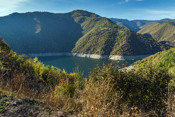 Amazing Autumn landscape of Meander of Vacha (Antonivanovtsy) Reservoir, Rhodopes Mountain, Bulgaria