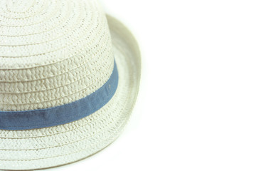 Fototapeta na wymiar White Panama hat on white background.