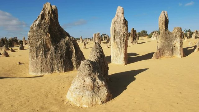 dolly shot of the pinnacles in nambung national park, western australia
