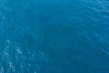 Aerial view on turquoise waves, water surface texture