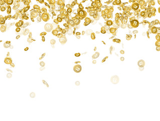 Background with falling gold bitcoins.