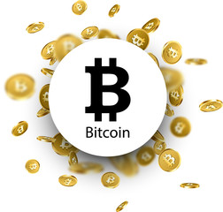Black bitcoin sign on white.