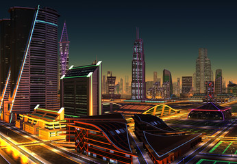 Futuristic City - 3D Computer Graphic Illustration