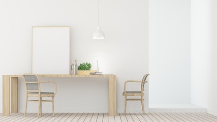 The interior relax space furniture 3d rendering and background white decoration minimal