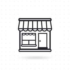 Shopping store icon. Shop building icon illustration. Vector store icon in flat style for graphic, mobile apps and websites. Flat line vector illustration