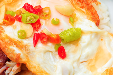 fried egg on rice And chili, Thai food