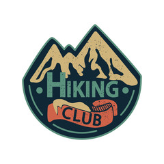 Banner Design with lettering Hiking club. Vector illustration.