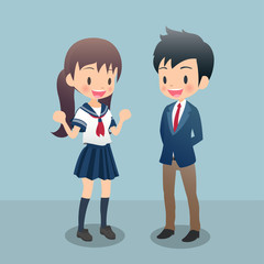 男女の学生のイラスト画像