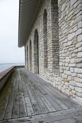 Deck and Stone Wall