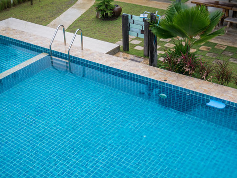 Swimmimg pool in raining day