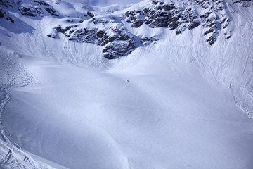 Spring in the French Alps - April. Tignes Ski Resort. Haute Savoy. France.