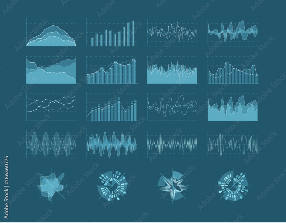 Poster set of hud elements. futuristic user interface. infographic diagram statistic elements. vector illus