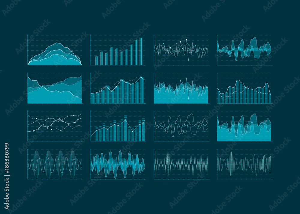 Poster Data analysis visualization. Set of HUD and infographic elements. Futuristic user interface. Vector illustration