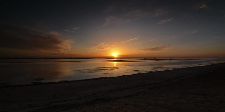 the sunset view of Chal Khan Saline Lake in Qinghai, China