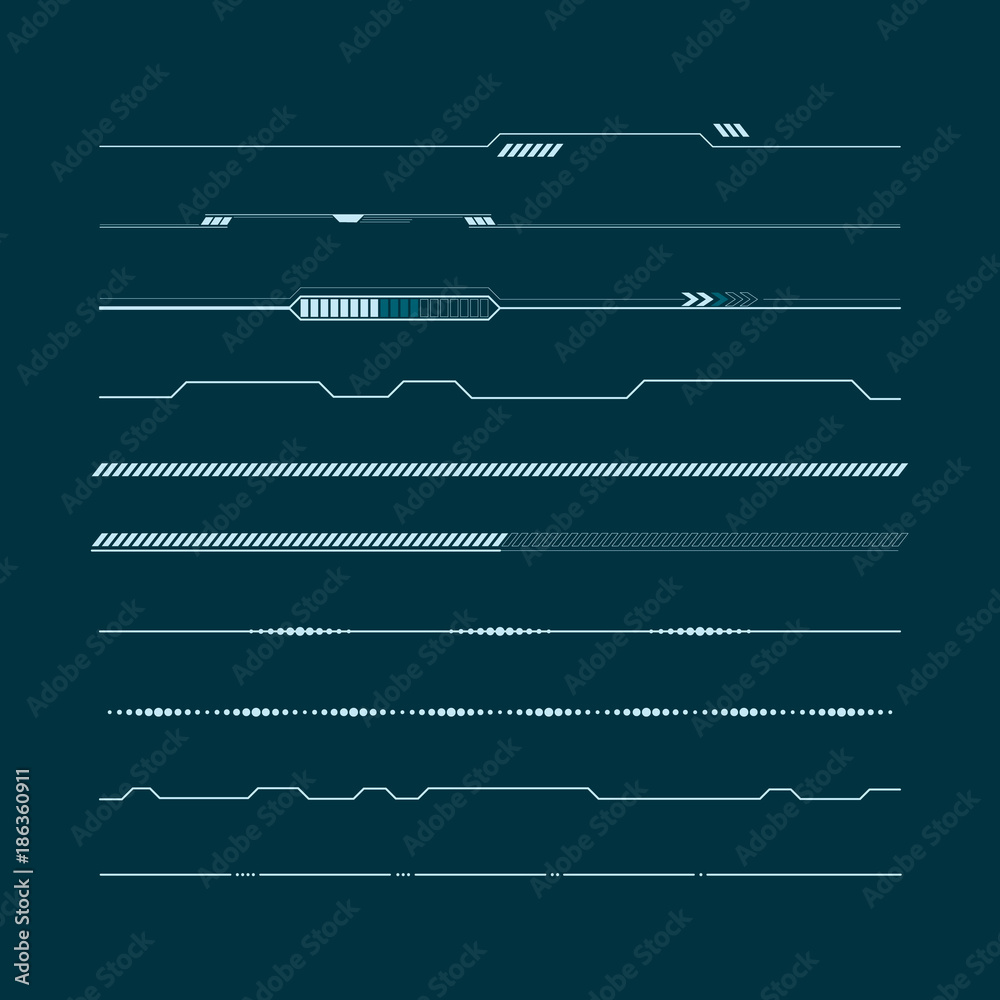 Poster set of hud lines infographic elements. head-up display elements for the web and app. futuristic user