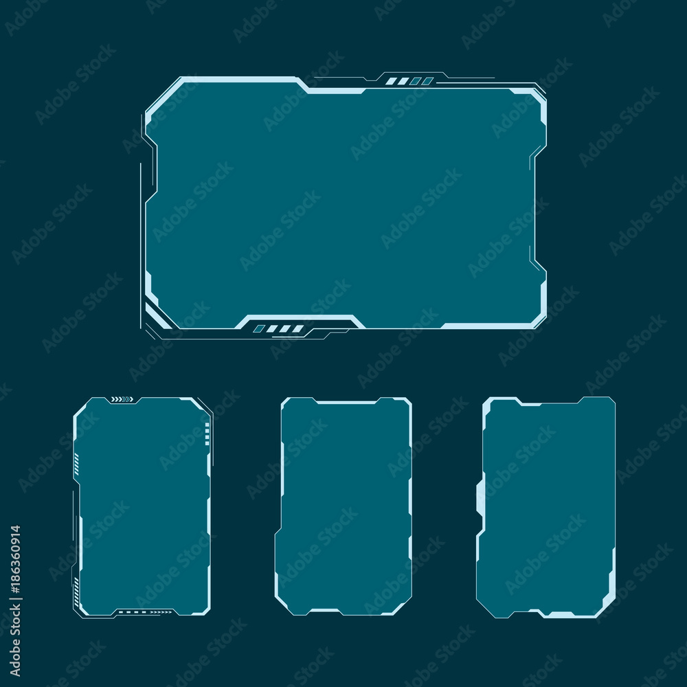 Poster hud futuristic user interface screen elements set. abstract control panel layout design. vector illu