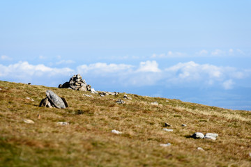sunny hill tops in summer. mountain border between poland and slovakia