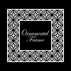 Vintage ornamental frame. Luxury elegant ornament. Flourished border. Element for brochures. Template for design. Vector illustration