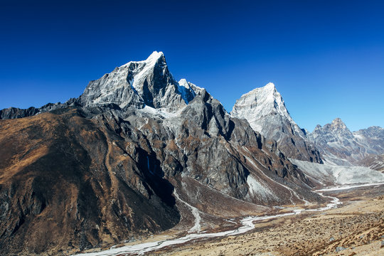 Great mountains on Himalayas in Nepal