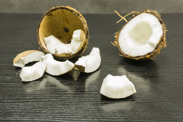 White edible part of the fruit of a coconut (Cocos nucifera).