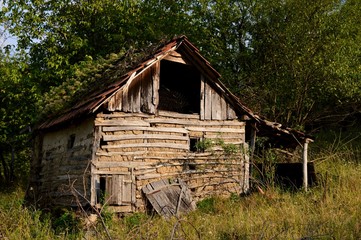 old, abandoned, ruined, wooden house