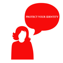 A silhouette of a man says. Business illustration with the inscription:protect your identity