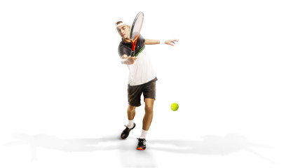 Fototapeta na wymiar one tennis player isolated on white background
