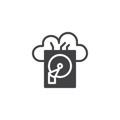 Data recovery with cloud backup icon vector, filled flat sign, solid pictogram isolated on white. Symbol, logo illustration.