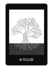 Icon eBook, printed circuit like tree