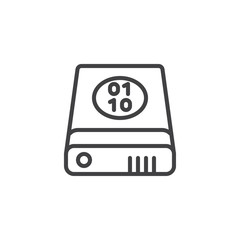 Data recovery external binary line icon, outline vector sign, linear style pictogram isolated on white. Symbol, logo illustration. Editable stroke