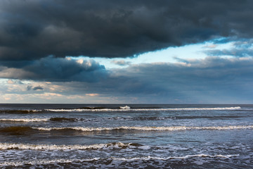 Cold and stormy Baltic sea in winter time.