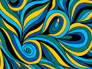 Abstract hand drawn illustration, decotative waves background