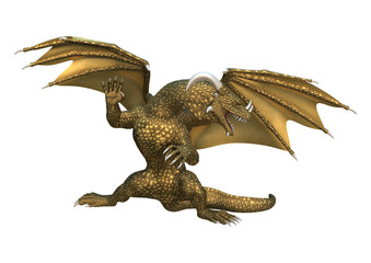 Obraz premium 3D Rendering Fantasy Dragon on White