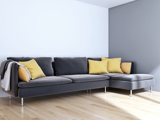 Modern bright interiors 3D rendering illustration