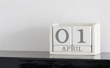 White block calendar present date 1 and month April
