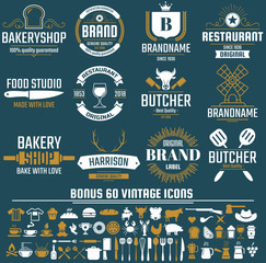Naklejka premium Restaurant Retro Vector Logo for banner