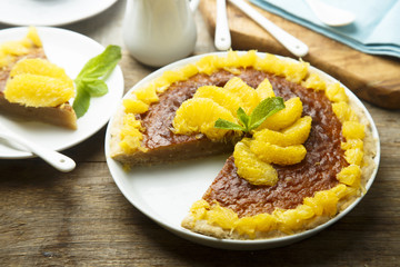 Peanut butter pie with fresh orange