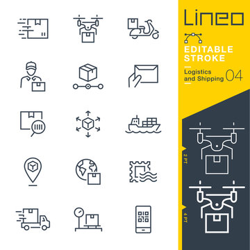 Lineo Editable Stroke - Logistics and Shipping line icons