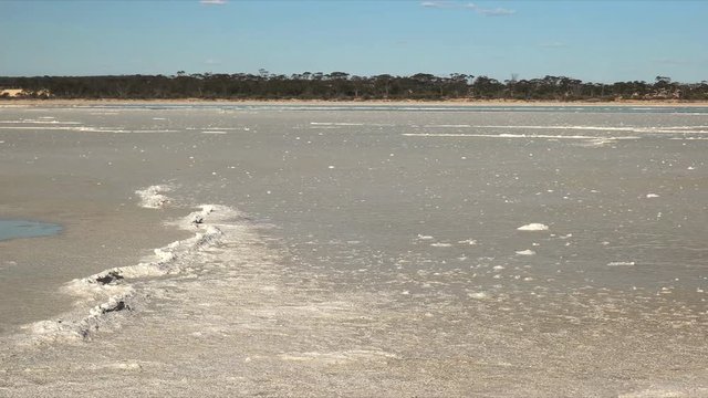 left to right panning shot of a salt pan formation near hyden, western australia