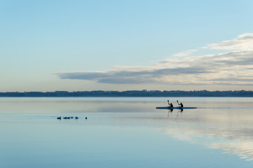 kayak on lake evening