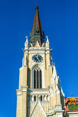 Fototapeta na wymiar Catholic Cathedral of the virgin Mary at the Central square of the city Novi Sad in Serbia.