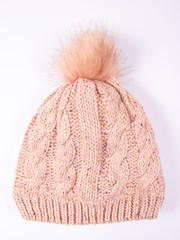 Wool hat for winter weather on a white background.